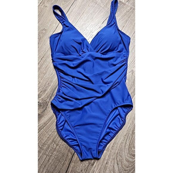 TRIMSHAPER Slimming Ruched One-Piece Swimsuit Women's Size 10 - Picture 2 of 5